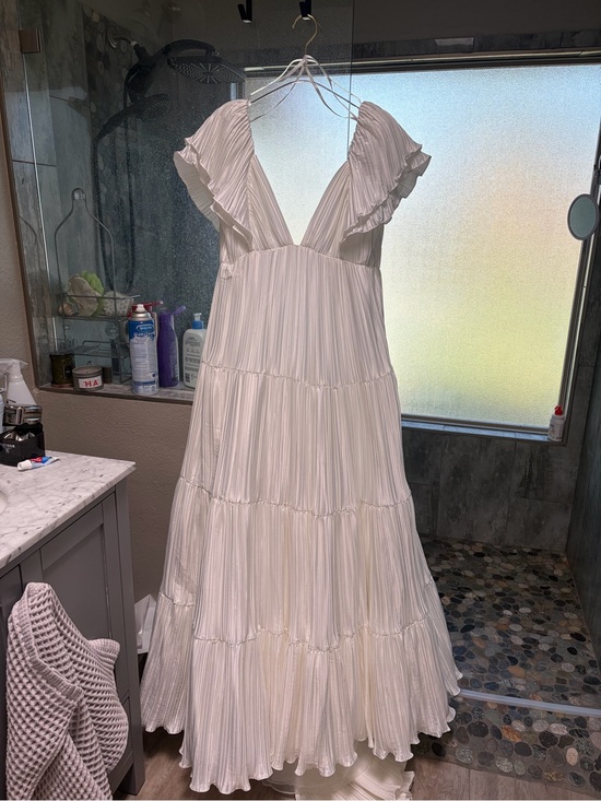 BHLDN Dresses & Skirts - Anthropologie BHLDN Valerie Flutter Sleeve Pleated Satin Wedding Gown